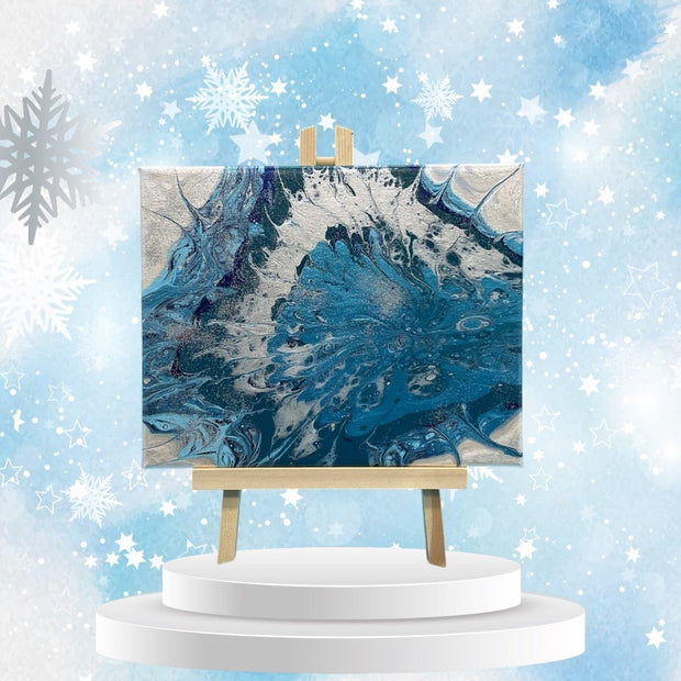 Arctic Bloom - Original 8x10 Acrylic Paint Pour Artwork - Artwork - Custom Crafting Alliance, LLC
