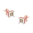 14K Rose Gold Plated Two-Tone .925 Sterling Silver 1/2 Cttw Princess-Cut Square Diamond Solitaire Miracle-Plate Stud Earrings (K-L Color, I2-I3 Clarity)