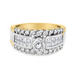 14K Yellow and White Gold 1 1/2 Cttw Round and Princess-Cut Diamond Band Ring (H-I Color, SI2-I Clarity)