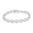 .925 Sterling Silver 1.0 Cttw Diamond Nested Circle Miracle Set Open Wheel 7