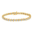 Two-Tone 10K Yellow Gold over .925 Sterling Silver 1.0 Cttw Diamond S-Curve Link Miracle-Set Tennis Bracelet (I-J Color, I3 Clarity) - 7
