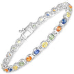 5.40 Carat Genuine Multi Sapphire .925 Sterling Silver Bracelet