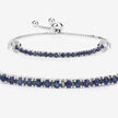 2.41 Carat Genuine Blue Sapphire and White Zircon .925 Sterling Silver Bracelet