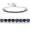 2.41 Carat Genuine Blue Sapphire and White Zircon .925 Sterling Silver Bracelet