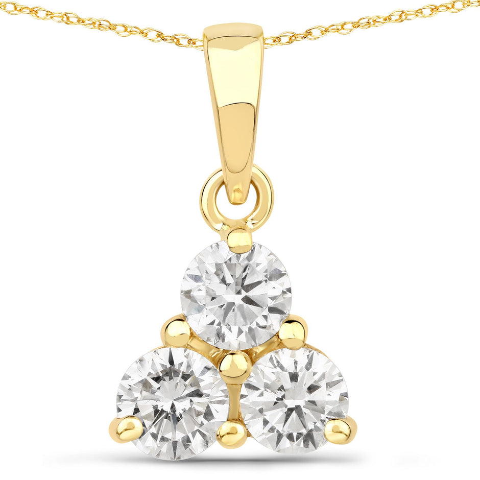 0.75 Carat Genuine Lab Grown Diamond 14K Yellow Gold Pendant