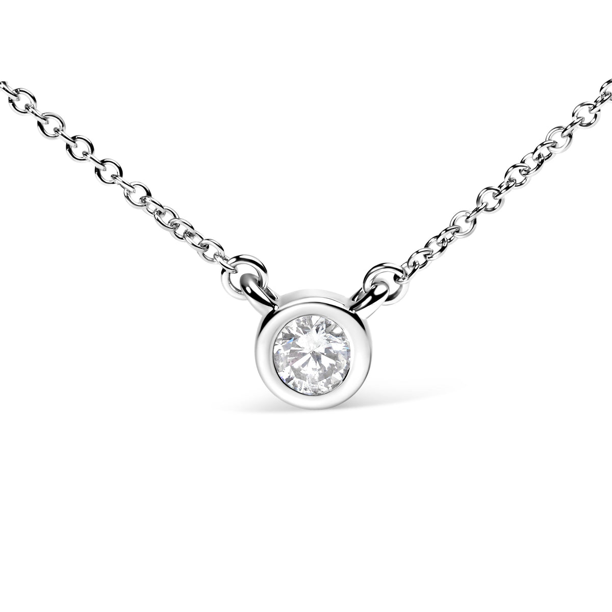 10K White Gold 1/10 Carat Round Brilliant-Cut Diamond Modern Bezel-Set Solitaire 16