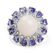 4.25 Carat Genuine Opal, Tanzanite & White Topaz .925 Sterling Silver Ring