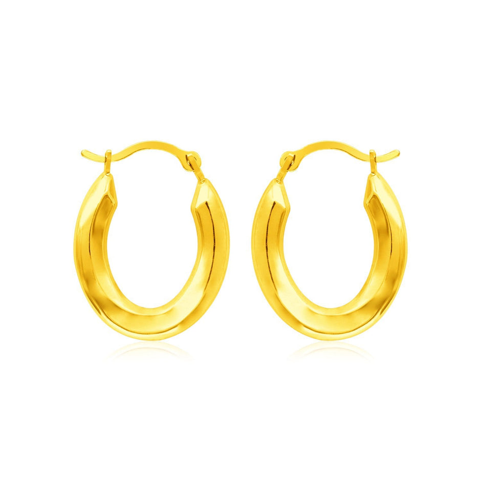 14k Yellow Gold Polished Oval Hoop Earrings