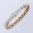 12.33 Carat Genuine Orange Sapphire and White Diamond 14K White Gold Bracelet
