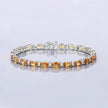 12.33 Carat Genuine Orange Sapphire and White Diamond 14K White Gold Bracelet