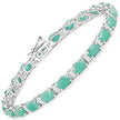 10.47 Carat Genuine Emerald and White Topaz .925 Sterling Silver Bracelet