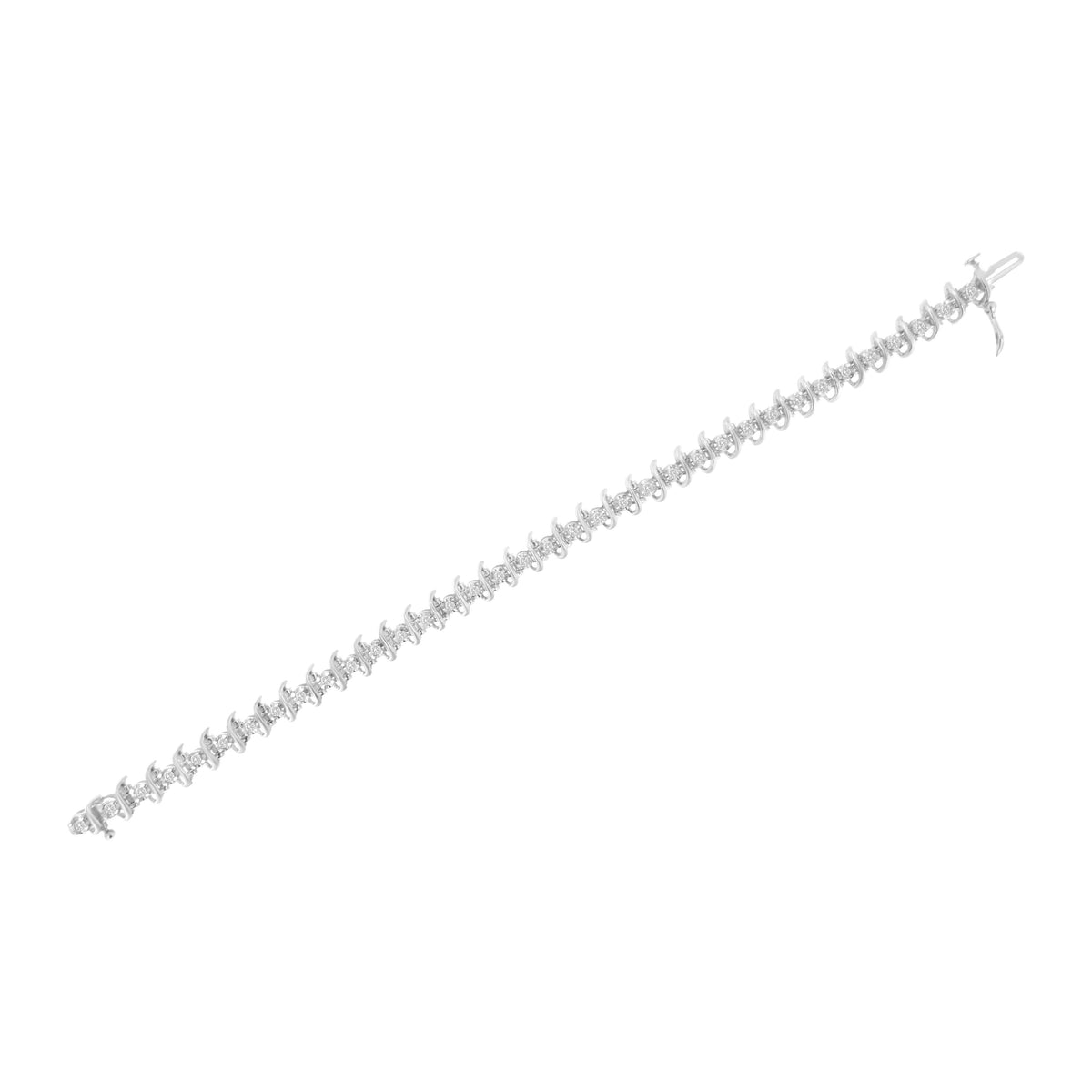 .925 Sterling Silver 1 cttw Prong-Set Diamond Link Bracelet (I-J, I1-I2) - 7.25