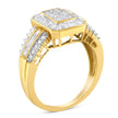10K Yellow Gold Round and Baguette-Cut Diamond Cocktail Ring (1.0 Cttw, H-I Color, SI2-I1 Clarity) - Size 7