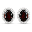 2.77 Carat Genuine Garnet and White Diamond .925 Sterling Silver Earrings