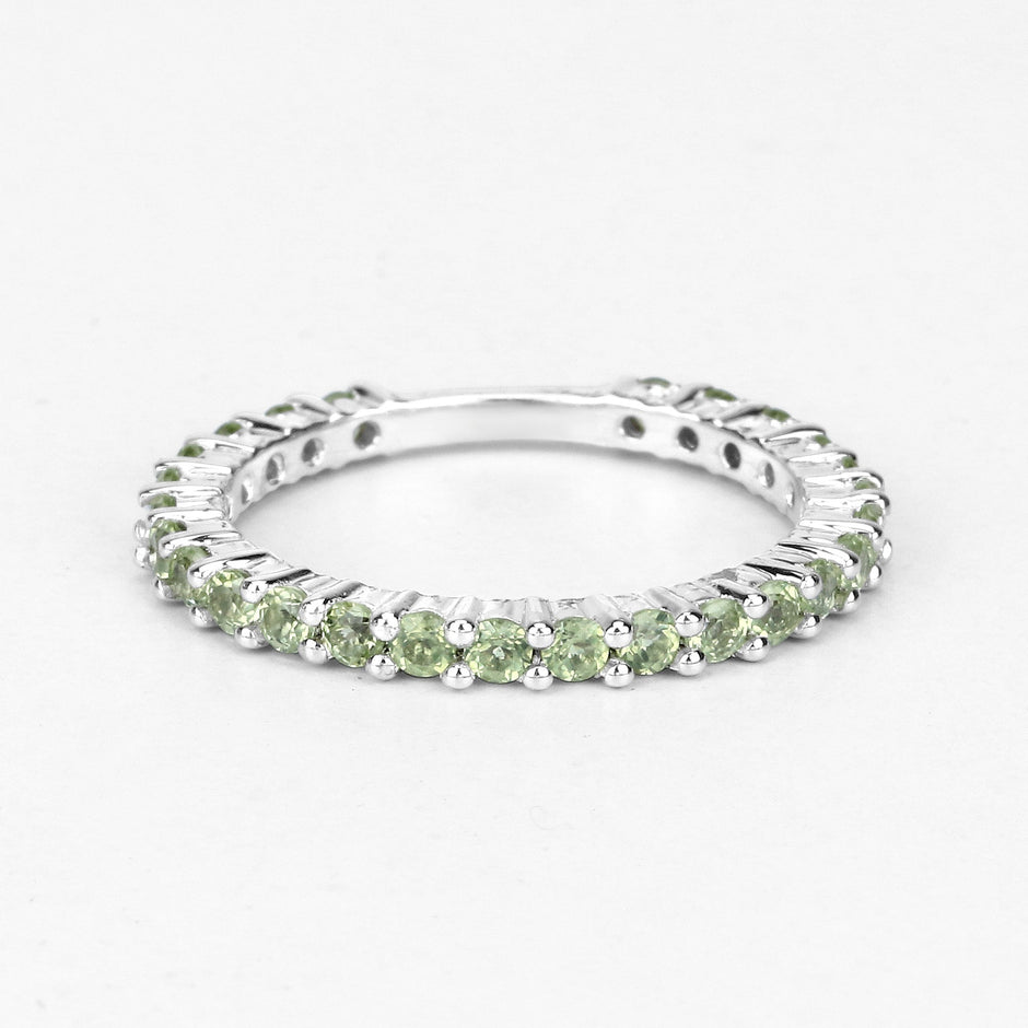 0.91 Carat Genuine Peridot .925 Sterling Silver Ring