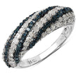 1.25 Carat Genuine Blue Diamond and White Diamond .925 Sterling Silver Ring