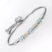 0.74 Carat Genuine Aquamarine and White Sapphire .925 Sterling Silver Bracelet