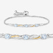 0.74 Carat Genuine Aquamarine and White Sapphire .925 Sterling Silver Bracelet