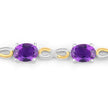 3.27 Carat Genuine Amethyst and White Topaz .925 Sterling Silver Bracelet