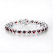 11.62 Carat Genuine Garnet and White Diamond .925 Sterling Silver Bracelet