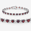 11.62 Carat Genuine Garnet and White Diamond .925 Sterling Silver Bracelet
