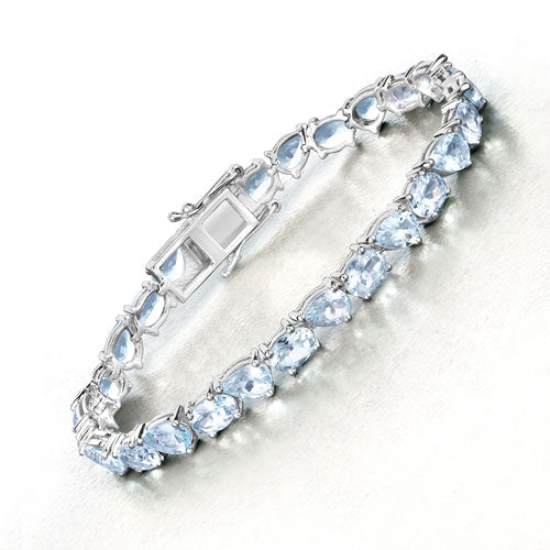16.20 Carat Genuine Aquamarine .925 Sterling Silver Bracelet
