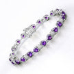 9.56 Carat Genuine Amethyst and White Diamond .925 Sterling Silver Bracelet