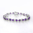9.56 Carat Genuine Amethyst and White Diamond .925 Sterling Silver Bracelet