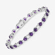 9.56 Carat Genuine Amethyst and White Diamond .925 Sterling Silver Bracelet