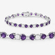 9.56 Carat Genuine Amethyst and White Diamond .925 Sterling Silver Bracelet