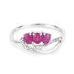 0.71 Carat Genuine Ruby and White Diamond 14K White Gold Ring