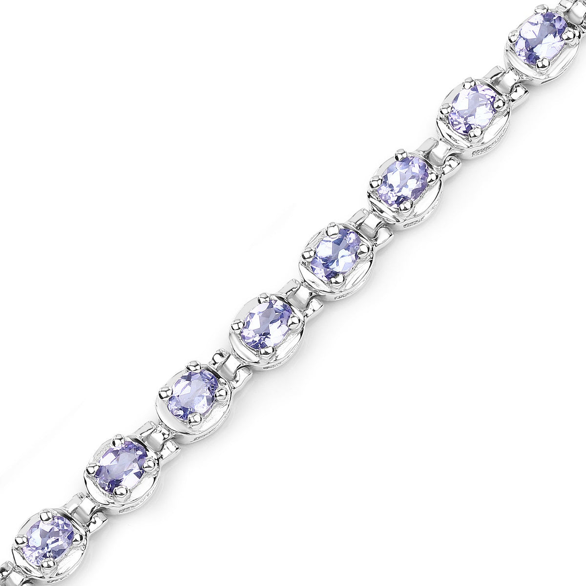 4.59 Carat Genuine Tanzanite .925 Sterling Silver Bracelet