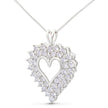 925 Sterling Silver 4.0 Cttw Diamond Two Row Open Heart 18