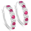 1.38 Carat Genuine Ruby and White Topaz .925 Sterling Silver Earrings