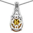 4.50 Carat Genuine Citrine, Champagne Diamond & White Diamond .925 Sterling Silver Pendant