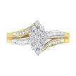 10K Yellow and White Gold 1/2 Cttw Diamond Marquise Shaped Cluster Split Shank Ring (H-I Color, SI2-I1 Clarity) - Size 7