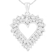 925 Sterling Silver 4.0 Cttw Diamond Two Row Open Heart 18