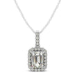 Halo Pendant With Emerald Center Diamond in 14k White Gold (1 1/5 cttw)
