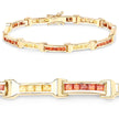 6.48 Carat Genuine Orange Sapphire and Yellow Sapphire .925 Sterling Silver Bracelet