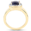 14K Yellow Gold Plated 4.07 Carat Dyed Sapphire and White Topaz .925 Sterling Silver Ring