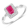 0.75 Carat Genuine Ruby and White Diamond 14K White Gold Ring