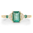 1.07 Carat Genuine Zambian Emerald and White Diamond 14K Yellow Gold Ring