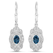 1.32 Carat Genuine London Blue Topaz and White Topaz .925 Sterling Silver Earrings
