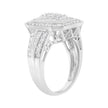 .925 Sterling Silver Round and Baguette Diamond Cathedral Ring (0.75 Cttw, H-I Color, I2-I3 Clarity) - Size 7