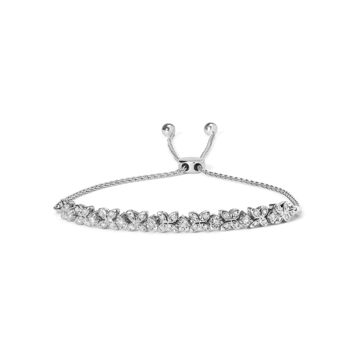 .925 Sterling Silver 1/4 Cttw Diamond Marquise Shaped Link 4