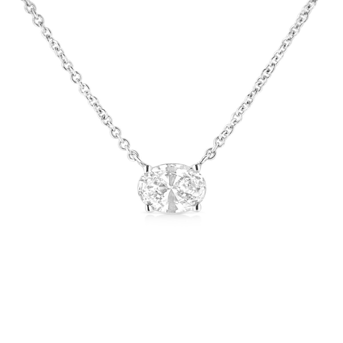 14K White Gold 1/2 Cttw Lab Grown Oval Shape Solitaire Diamond East West 18