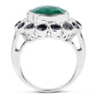 6.88 Carat Dyed Emerald & Blue Sapphire .925 Sterling Silver Ring