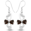 4.02 Carat Genuine Smoky Quartz and White Topaz .925 Sterling Silver Earrings