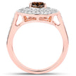 1.64 Carat Genuine Chocolate Brown Diamond and White Diamond 18K Rose Gold Ring