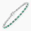 5.77 Carat Genuine Emerald and White Topaz .925 Sterling Silver Bracelet